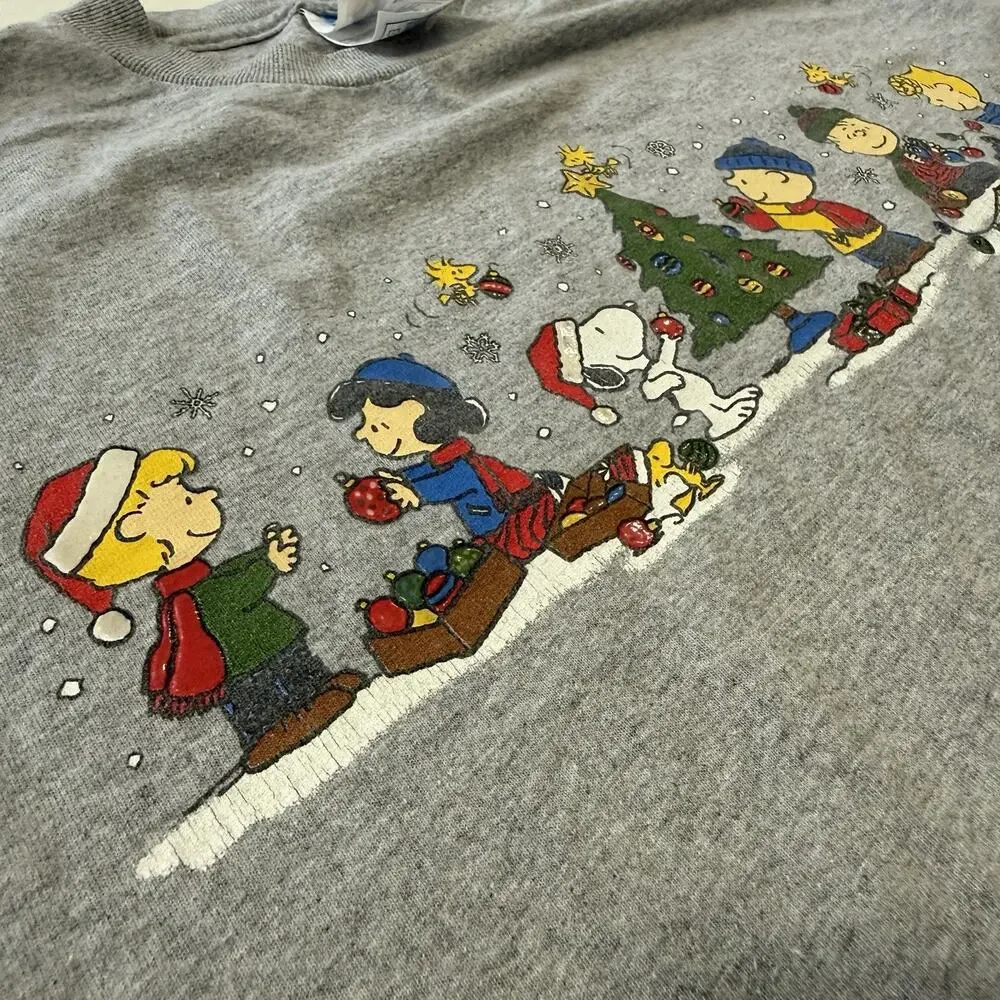 Vintage Charlie Brown T-Shirt Gray Christmas Peanuts‎ Y2K Nostalgia Men’s M - Picture 6 of 12